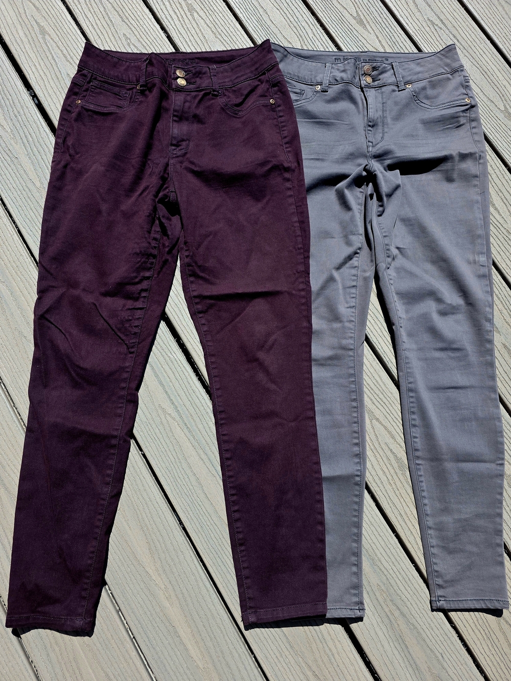 Stretch Jeggings, Set of 2 - Maroon and Grey